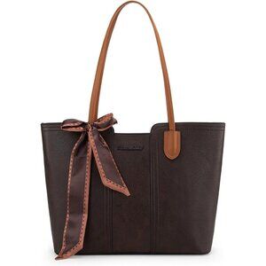 Ⓜ️Women's Dark Coffee Vegan Leather Tote Bag Top Handle Shoulder Satchel Purse
